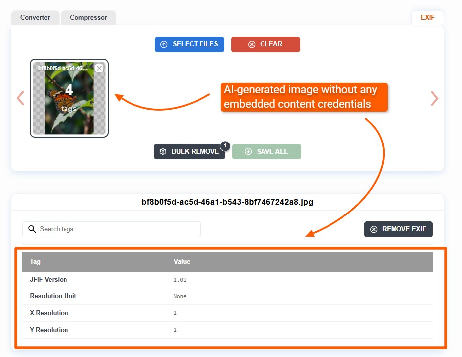 AI-generated image from Grok lacking C2PA Content Credentials